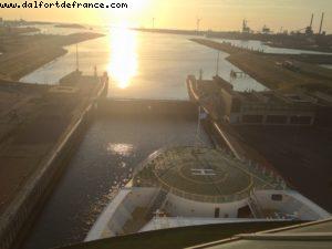Crossing the lock between the Canal and the Sea - Amsterdam - Our 47th Atlantis cruise (Celebrity Constellation)