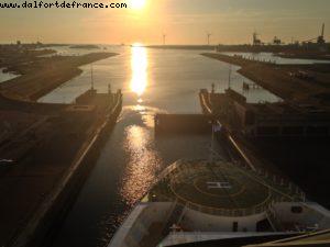 Crossing the lock between the Canal and the Sea - Amsterdam - Our 47th Atlantis cruise (Celebrity Constellation)