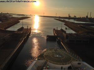 Crossing the lock between the Canal and the Sea - Amsterdam - Our 47th Atlantis cruise (Celebrity Constellation)