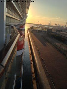 Crossing the lock between the Canal and the Sea - Amsterdam - Our 47th Atlantis cruise (Celebrity Constellation)