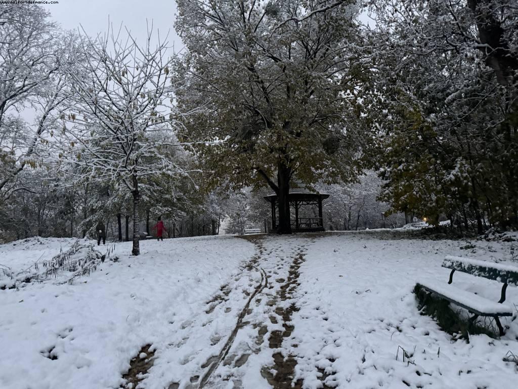 Early snow storm in Paris - Bois de Vincennes - Paris,France
