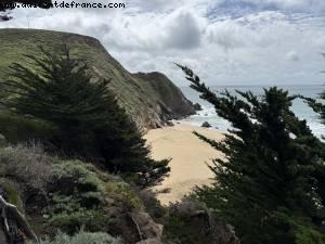 Driving along Pacific coast from San Francisco to Santa Cruz, California