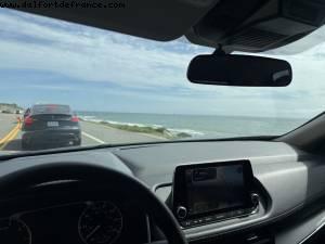 Driving along Pacific coast from San Francisco to Santa Cruz, California
